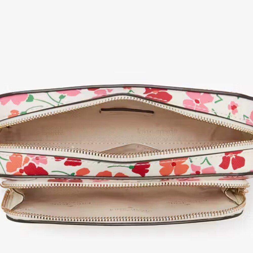 NWT Kate Spade Staci Dual Zip Around Crossbody - Sunny Floral Pink Multi - Picture 10 of 15